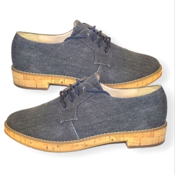 #255 14th & Union Gray Fabric Cork Detail 91848254 Lace Up Oxford Shoes Size 9.5 - Picture 1 of 6